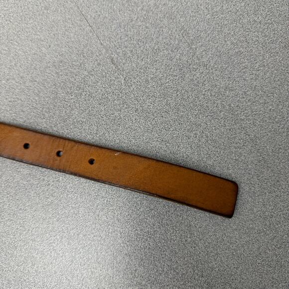 J Crew Leather Belt Womens Medium Tan Brown Brass Buckle Classic Preppy Boho 1" - Picture 6 of 8